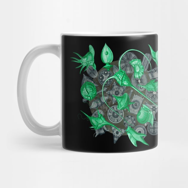 Ernst Haeckel Green Peridinea on Cerulean  Diatoms by Scientistudio